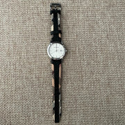 Burberry The City White Dial Black Haymarket Leather Strap Watch for Women - BU9150