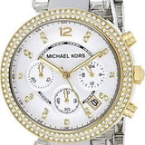 Michael Kors Parker Chronograph Silver Dial Two Tone Steel Strap Watch For Women - MK5687