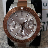 Fossil Bannon Multifunction Brown Dial Two Tone Steel Strap Watch for Men - BQ2502