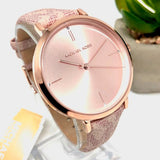 Michael Kors Jayne Three Hand Rose Gold Dial Pink Leather Strap Watch For Women - MK7130