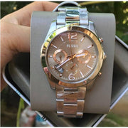 Fossil Perfect Boyfriend Taupe Dial Silver Steel Strap Watch for Women - ES4146