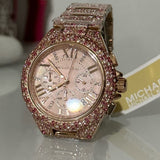 Michael Kors Camille Chronograph Mother of Pearl Dial Rose Gold Steel Strap Watch for Women - MK7272