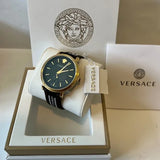 Versace V-Circle Quartz Black Dial Brown Leather Strap Watch for Men - VEBQ01619