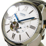 Fossil Townsman Automatic Chronograph White Dial Blue Leather Strap Watch for Men - ME3167