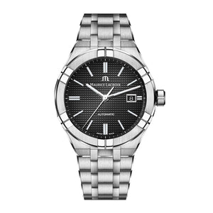 Maurice Lacroix Aikon Automatic Black Dial Silver Steel Strap Watch For Men - AI6008-SS002-330-1