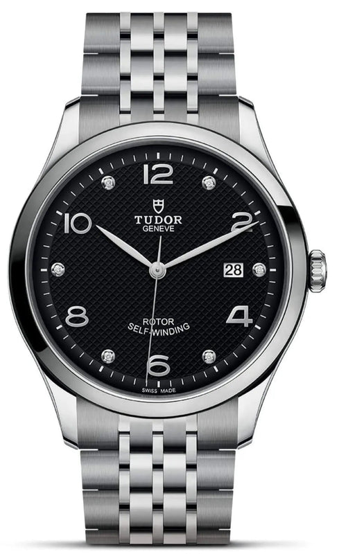 Tudor 1926 Automatic Diamonds Black Dial Silver Steel Strap Watch for Men - M91650-0004