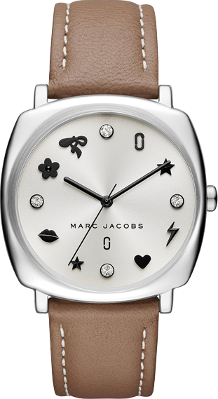 腕時計 MARC BY MARC JACOBS Marc Jacobs Mandy Silver Dial Brown Leather Strap Watch for Women