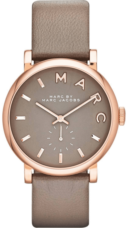 MARC BY MARC JACOBS 腕時計 Marc Jacobs Baker Grey Dial Grey Leather Strap Watch for Women