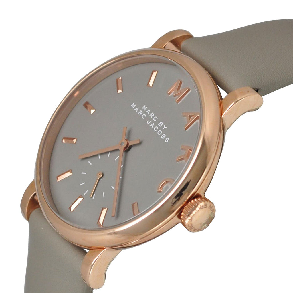 Marc Jacobs Baker Grey Dial Grey Leather Strap Watch for Women
