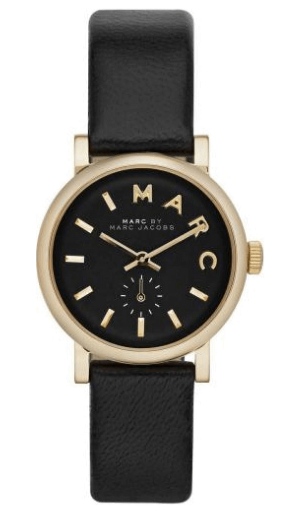 Marc Jacobs Baker Black Dial Black Leather Strap Watch for Women display picture 1