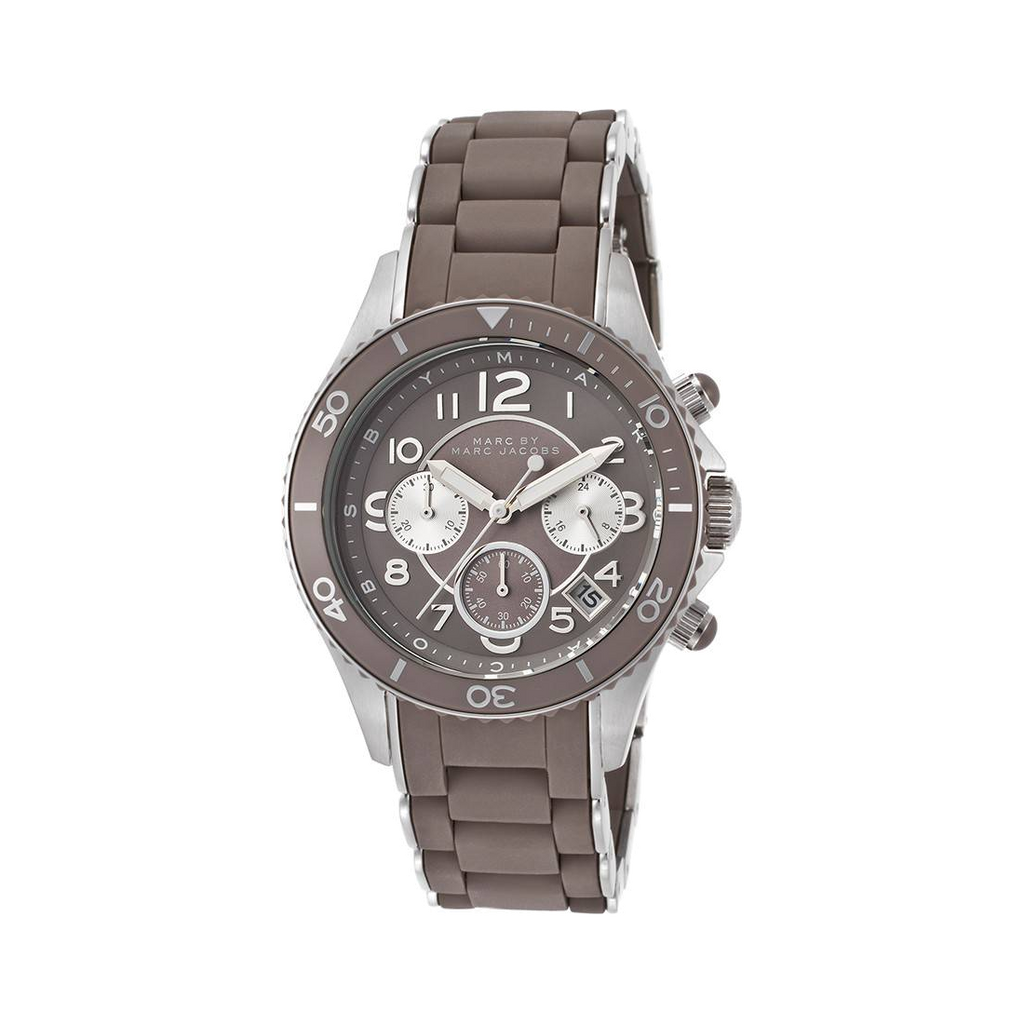 Marc Jacobs Rock Chronograph Grey Dial Grey Silicone Strap 