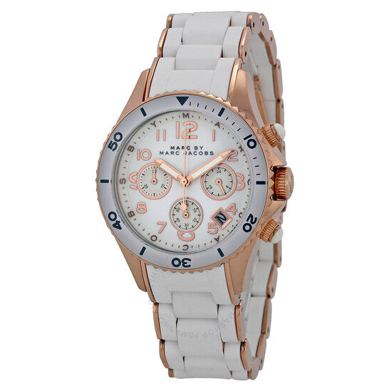 Marc Jacobs Rock Chronograph White Dial White Silicone Strap  display picture 3