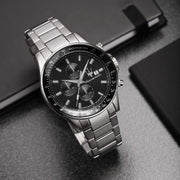 Maserati SFIDA Chronograph Black Dial Silver Steel Strap Watch For Men - R8873640015