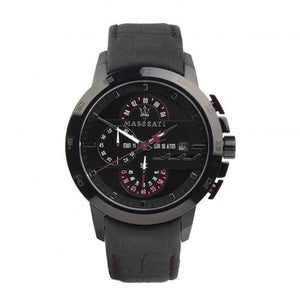 Maserati Ingegno Chronograph Black Dial Black Leather Strap Watch For Men - R8871619003