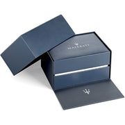 Maserati Triconic Chronograph White Dial Blue Leather Strap Watch For Men - R8871639001