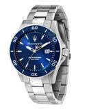 Maserati Competizione Quartz Blue Dial Silver Steel Strap Watch For Men - R8853100036