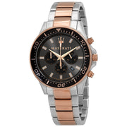 Maserati SFIDA Chronograph Black Dial Two Tone Steel Strap Watch For Men - R8873640002
