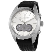 Maserati Traguardo Chronograph Silver Dial Black Rubber Strap Watch for Men - R8871612012