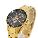 Maserati SFIDA Black Dial Yellow Gold Toned Stainless Steel Watch For Men - R8823140003