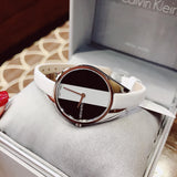 Calvin Klein Rebel White Black Dial White Leather Strap Watch for Women - K8P231L1