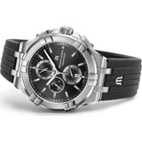 Maurice Lacroix Aikon Chronograph Black Dial Black Leather Strap Watch for Men - AI1018-SS001-330-2