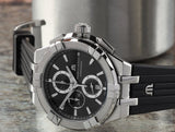 Maurice Lacroix Aikon Chronograph Black Dial Black Leather Strap Watch for Men - AI1018-SS001-330-2