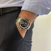 Maurice Lacroix Aikon Chronograph Black Dial Green Leather Strap Watch for Men - AI1018-PVB21-330-1