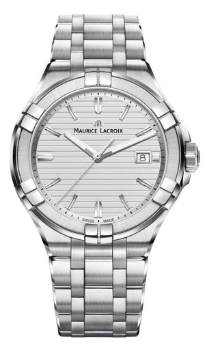 Maurice Lacroix Aikon Date White Dial Silver Steel Strap Watch for Men - AI1008-SS002-131-1