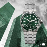 Maurice Lacroix Aikon Venturer Green Dial Silver Steel Strap Watch for Men - AI6057-SSL52-630-1