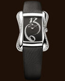 Maurice Lacroix Divina Black Dial with Diamonds Black Leather Strap Watch for Women - DV5012-SD531-120