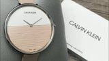 Calvin Klein Rise White Beige Dial Beige Leather Strap Watch for Women - K7A231XH