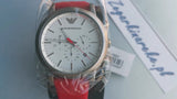 Emporio Armani Luigi Chronograph White Dial Red Rubber Strap Watch For Men - AR11021