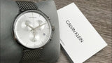 Calvin Klein High Noon Silver Dial Silver Mesh Bracelet Watch for Men - K8M27126