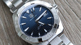 Tag Heuer Aquaracer Automatic 41mm Blue Dial Silver Steel Strap Watch untuk Pria - WAY2112.BA0928
