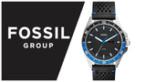 Fossil Sport 54 Day Date Black Dial Black Leather Strap Watch for Men - FS5321