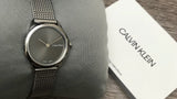 Calvin Klein Minimal Grey Dial Silver Mesh Bracelet Watch for Women - K3M231Y3