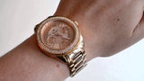 Bulova Crystal Silver Dial Rose Gold Steel Strap Watch for Women - 97N101