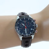 Tissot PRS 516 Chronograph Blue Dial Brown Leather Strap Watch For Men - T100.417.16.041.00