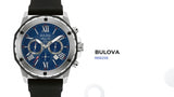 Bulova Marine Star Blue Dial Black Silicone Strap Watch for Men - 98B258