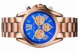 Michael Kors Bradshaw Quartz Blue Dial Rose Gold Steel Strap Watch For Women - MK5951