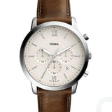 Fossil Neutra Chronograph White Dial Brown Leather Strap Watch for Men - FS5380