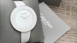 Calvin Klein Chic White Dial White Leather Strap Watch for Women - K7N23TK2