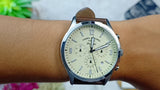 Fossil Forrester Chronograph Cream Dial Brown Leather Strap Watch for Men - FS5696