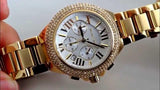 Michael Kors Camille Silver Diamonds Dial Gold Steel Strap Watch for Women - MK5756