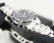 Movado Series 800 Black Dial Silver Steel Strap Watch For Men - 2600135