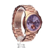 Michael Kors Runway Chronograph Purple Dial Rose Gold Steel Strap Watch For Women - MK6163