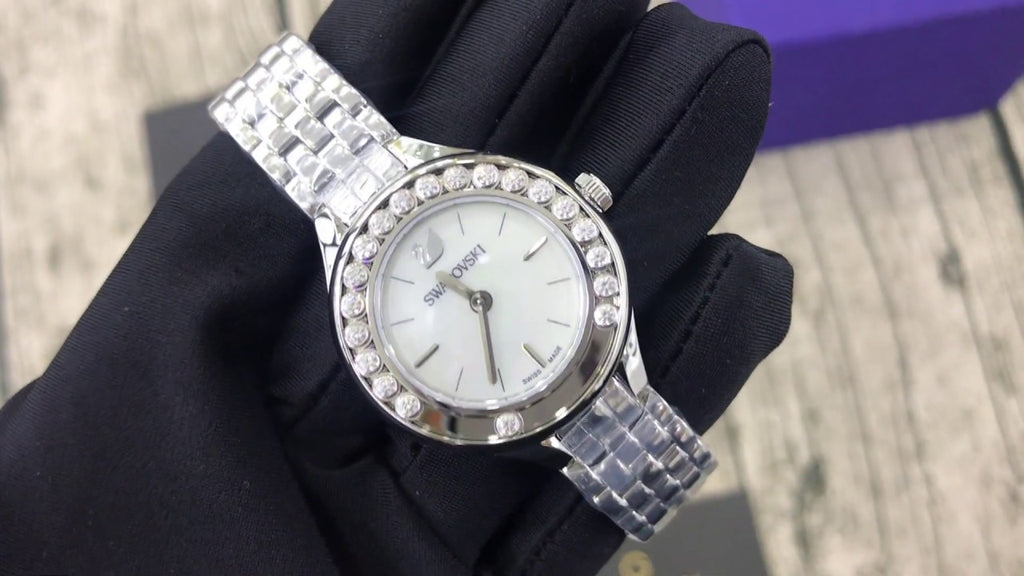 Swarovski Lovely Crystals Mini White Dial Silver Steel Strap Watch 