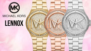 Michael Kors Lennox Three Hand Rose Gold Dial Rose Gold Steel Strap Watch For Women - MK7230