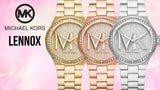 Michael Kors Lennox Three Hand Rose Gold Dial Rose Gold Steel Strap Watch For Women - MK7230