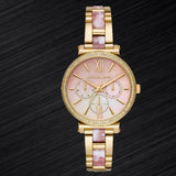 Michael Kors Sofie Crystals Mother of Pearl Pink Dial Two Tone Steel Strap Watch For Women - MK4344